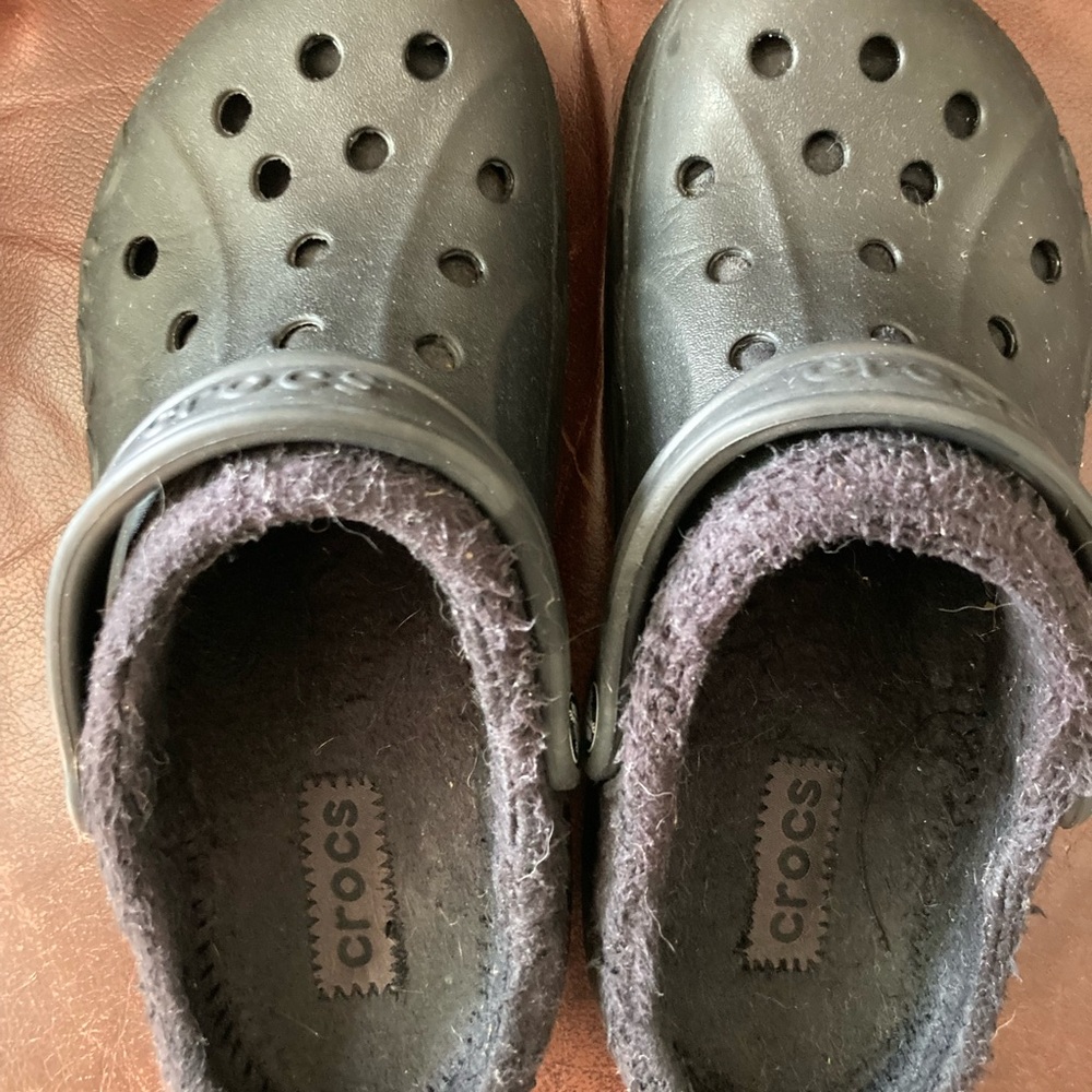 Fleece lined black crocs